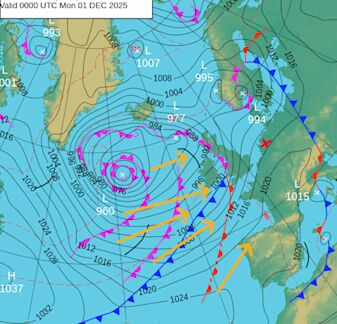 Foto gemaakt door Metoffice UK - Oceaanfronten staan in de rij om West-Europa aan te doen