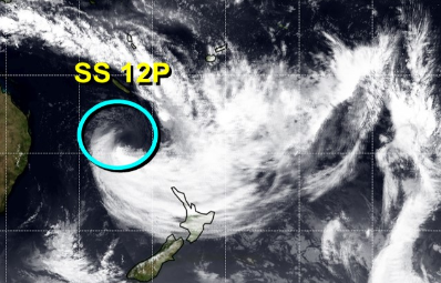 Foto gemaakt door Joint Typhoon Warning Center - Ex-cycloon Gabrielle (12P) is onderweg naar Nieuw-Zeeland.