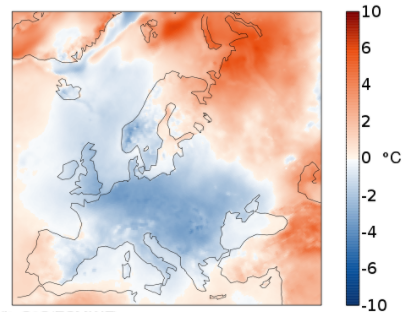 Foto gemaakt door Copernicus Climate Change Service/ECMWF - Ter illustratie: de temperatuuranomalie van april dit jaar. Qua distributie van warmte en kou zien we hier een beeld dat vergelijkbaar is met dat van de afgelopen dagen. 