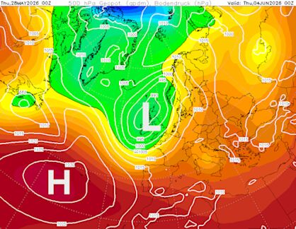 Foto gemaakt door Wetterzentrale.de - Lagedrukgebieden worden weersbepalend de komende tijd Foto gemaakt door Wetterzentrale.de - Lagedrukgebieden worden weersbepalend de komende tijd