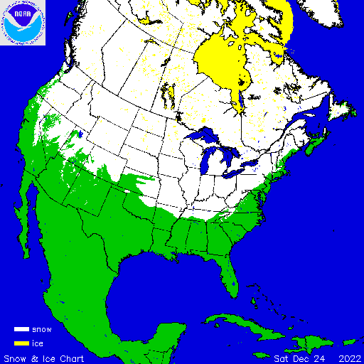 In wit het sneeuwdek in Amerika op 24 december 2022. 