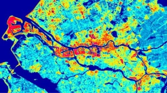 Foto gemaakt door ScienceDirect.com - Rotterdam - Urban Heat Island Rotterdam, hitte-eiland in de binnenstad