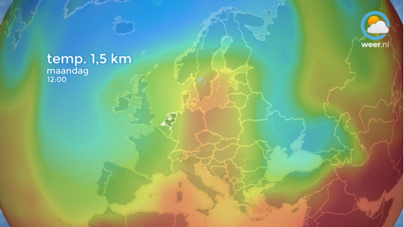 De warmte schiet snel verder door naar het noordoosten van Europa, terwijl wij achter het koufront in de koelere lucht terecht komen