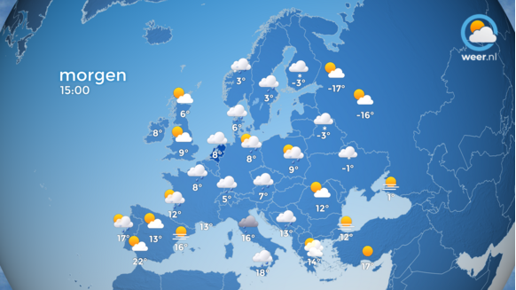 Foto gemaakt door Weer.nl - Maandag is de kou alweer tot diep in Rusland teruggedrongen. Niettemin is het daar nog altijd erg koud. In het westen van dat land ligt de maximumtemperatuur (!) dan nog altijd onder de -15! 