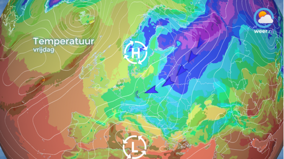 Noord- en Oost-Europa gaan de diepvries in, op veel plekken zal de temperatuur tot onder de -20 graden dalen.
