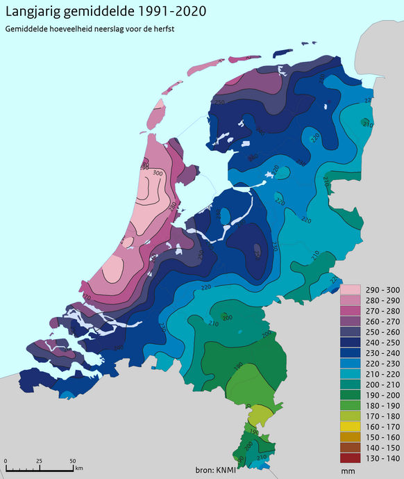 Foto gemaakt door KNMI - In de herfst zie je ook in ons land het effect van het relatief warme zeewater, namelijk zware buien aan de kust.