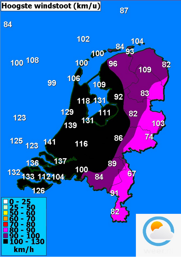 Foto gemaakt door Weer.nl - Forse windstoten. Beeld van 16:20.