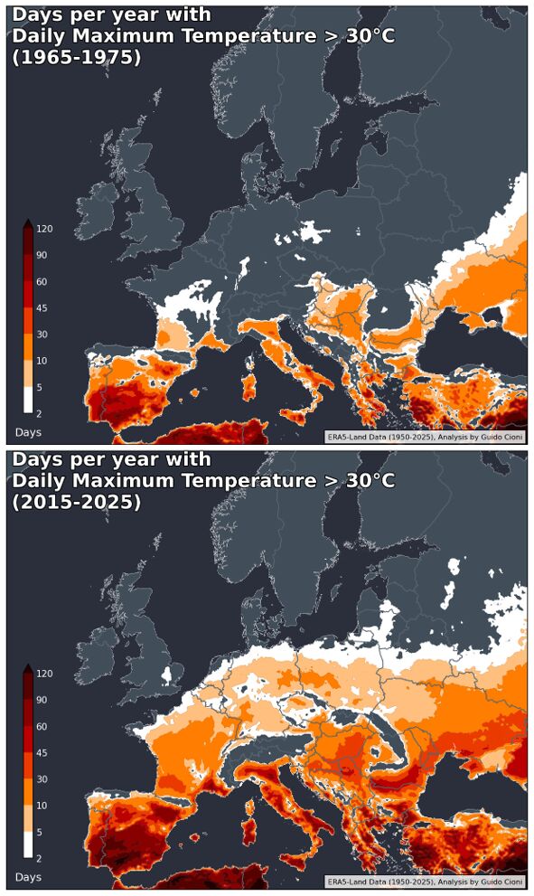 Foto gemaakt door Guido Cioni - De grens van regelmatige tropische temperaturen rukt noordwaarts op in Europa. Foto gemaakt door Guido Cioni - De grens van regelmatige tropische temperaturen rukt noordwaarts op in Europa.