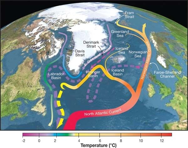 Foto gemaakt door R. Curry, Woods Hole Oceanographic Institution - Noordelijke Atlantische Oceaan - Het voor Europa belangrijke deel van de Warme Golfstroom.