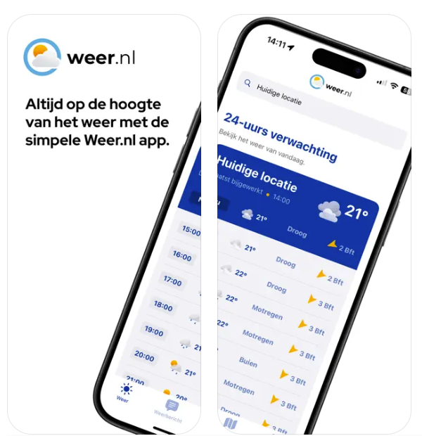 Voorbeeld van het ontwerp van een weer-app