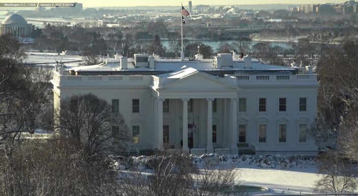 Foto gemaakt door Webcam The White House - Washington DC, USA - Een webcambeeld van de sneeuw in Washington DC momenteel.