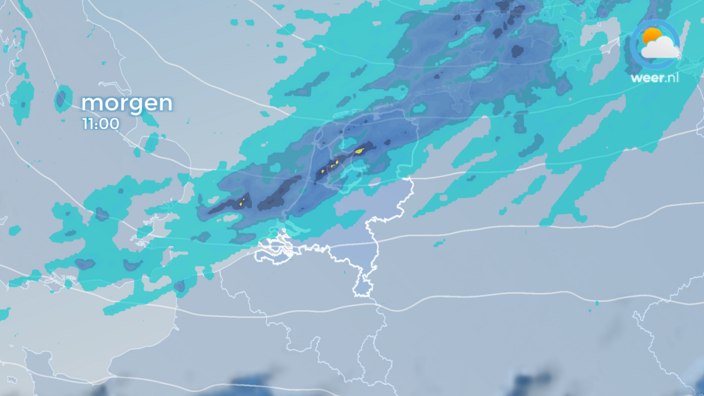 Foto gemaakt door Weer.nl - Morgen wordt direct al een natte dag, daarbij staat er veel wind.