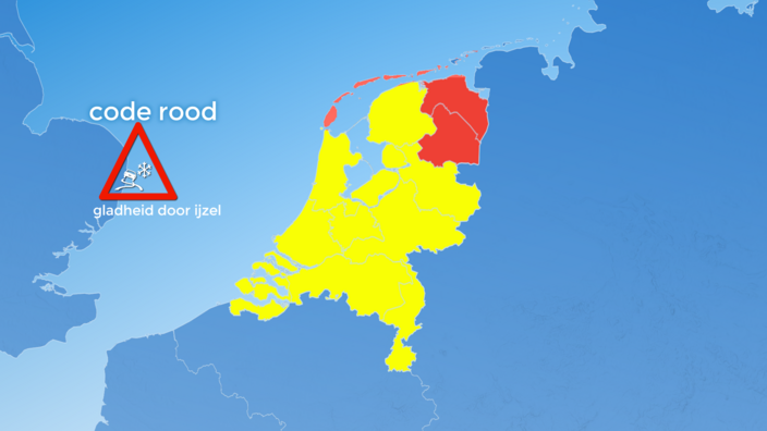 Foto gemaakt door Weer.nl - Hilversum - Alleen voor Drenthe en Groningen geldt nog een code rood. 