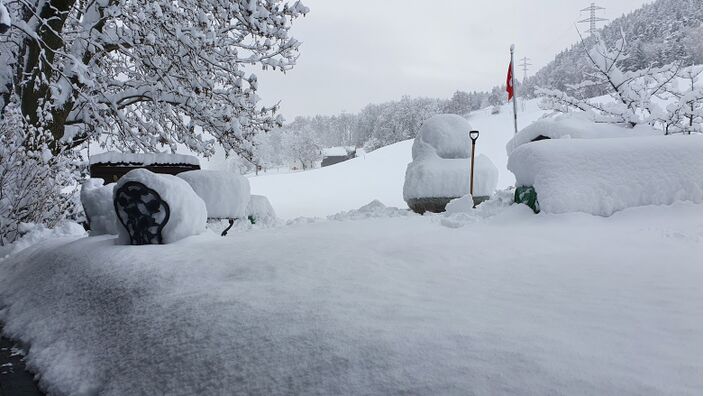 Foto gemaakt door Johann Geers - Termen, Oberwallis - In Oberwallis viel tot vanmorgen 'slechts' een halve meter sneeuw. 