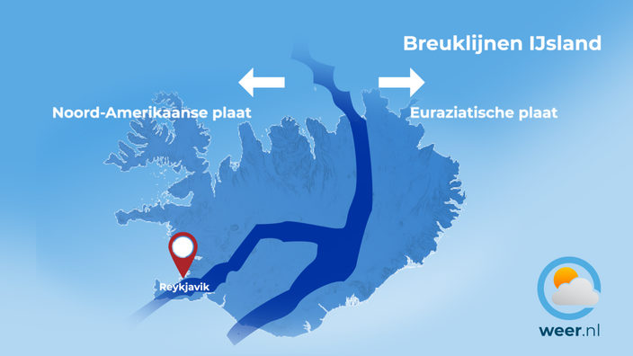 Foto gemaakt door Weer.nl - IJsland - IJsland ligt precies bovenop twee tektonische platen, de Euraziatische plaat en de Noord-Amerikaanse plaat.