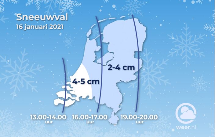 Foto gemaakt door Weer.nl - Timing sneeuwval zaterdag 16 januari