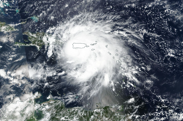 Foto gemaakt door NASA - Orkaan Fiona boven Puerto Rico 
