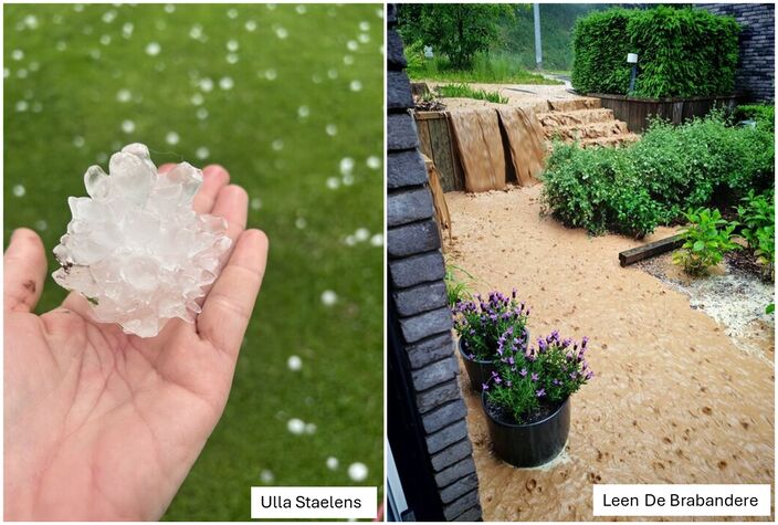 Foto gemaakt door (zie afbeelding) - Het noodweer leidde tot hagelstenen zo groot als pingpongballen en modderstromen door woonwijken