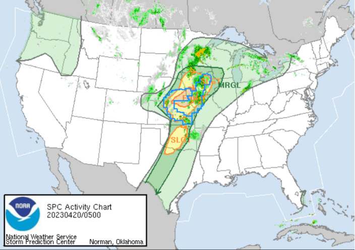 Foto gemaakt door Storm Prediction Center - Een intense en grote tornado heeft gisteravond schade veroorzaakt in het centrale deel van de Amerikaanse staat Oklahoma. Er zijn imposante beelden van. 