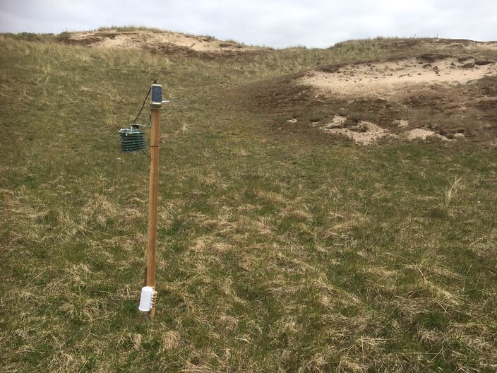 Foto gemaakt door Peter Biek - Castricum aan Zee - De meimaand i koud van start gegaan. In een duinpan bij Castricum aan Zee werd zondagochtend 1 mei vroeg een temperatuur van maar liefst -8,4 graden gemeten. 