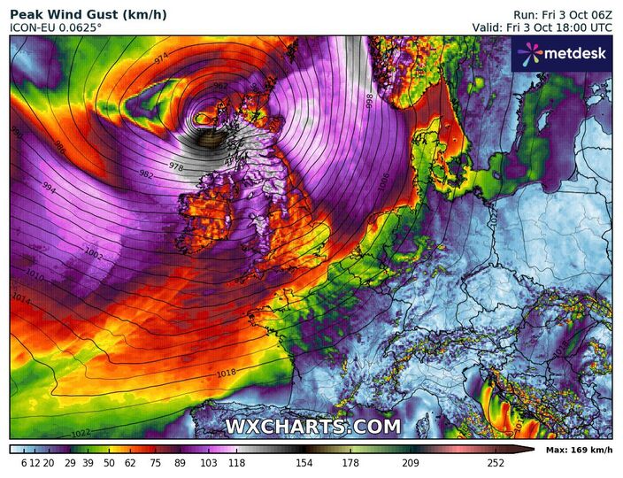 Storm Amy veroorzaakt zeer zware windstoten in onder andere Schotland.