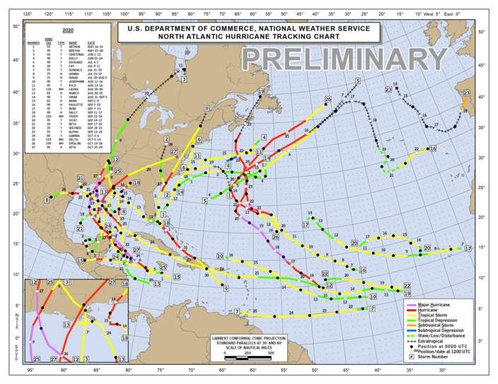 Foto gemaakt door NOAA.  - Alle tropische systemen van dit jaar tot nu toe.