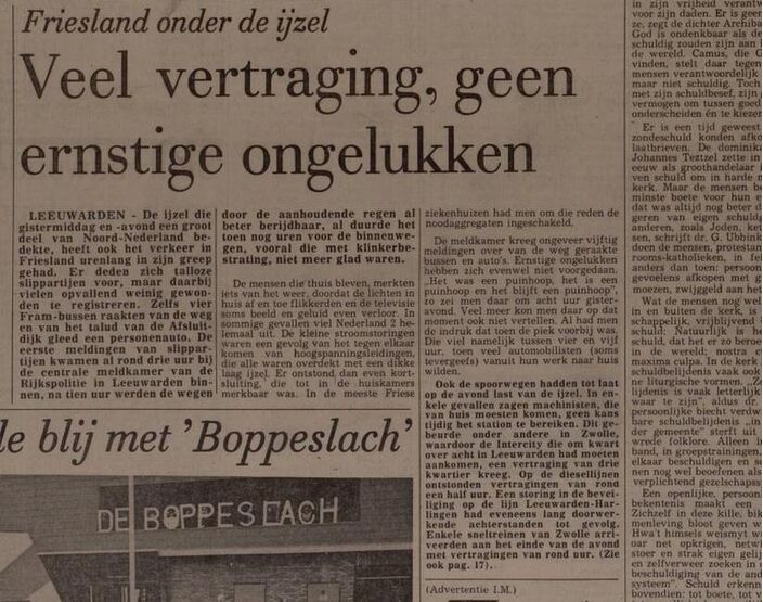 Foto gemaakt door Leewarder Coruant - IJzel 8 december 1978 in de Leeuwarder Courant.