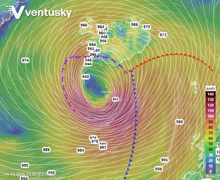 De bomcycloon gaat gepaard met krachtige wind en langgerekte fronten De bomcycloon gaat gepaard met krachtige wind en langgerekte fronten