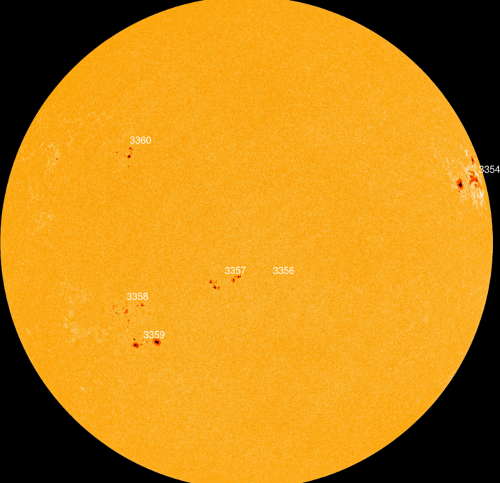 Foto gemaakt door SDO / HMI - De zon is op dit moment veel actiever dan verwacht. Het gemiddeld aantal zonnevlekken bereikte in de junimaand zelfs het hoogste punt van de laatste 21 jaar.