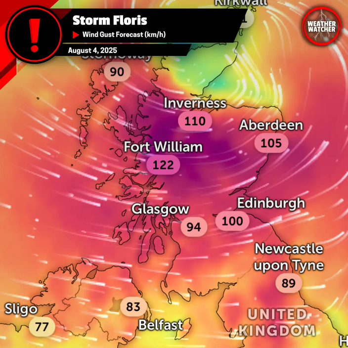 Foto gemaakt door Weather Watcher - Zomerstorm Floris brengt een zeer krachtige wind naar het noorden van Europa.