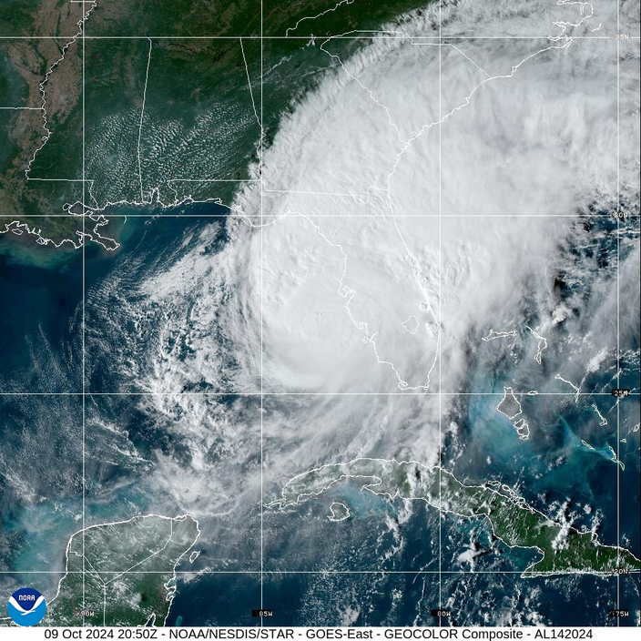 Orkaan Milton nadert de kust van West-Centraal Florida. © National Hurricane Center